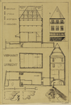 214310 Plattegronden, doorsneden en een opstand van het huis Vismarkt 4 te Utrecht; met afbeeldingen van een console en ...